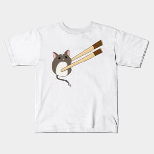 Cute brown gerbil mochi with chopsticks Kids T-Shirt